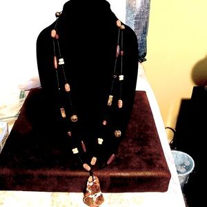 Chico’s multi beaded necklace pendant 36”L